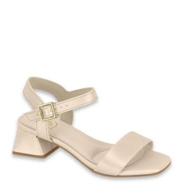Imagem de Sandália Infantil Menina Salto Bloco Molekinha 2347.100 - Creme - 35-Feminino