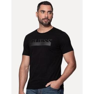 Imagem de Camiseta Guess Masculina Rubber Logo Sash Preta-Masculino
