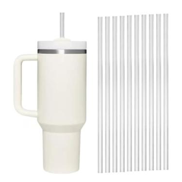 Imagem de Kit 10 Canudos Substituição Reutilizaveis 31cm, Cores, Compatível com Copo Térmico Quencher 1,2L (40oz)
