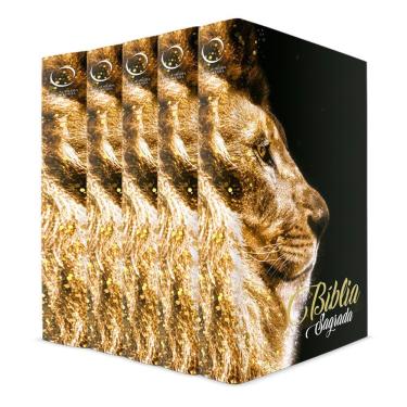 Imagem de Kit com 5 Bíblias do Leão Ouro - Capa Dura - NAA