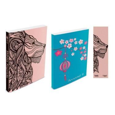 Imagem de Kit Leão Rosa - Bíblia Brochura NTLH + Devocional II Capa Azul Claro + Marca Página