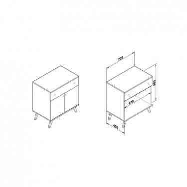 Imagem de Buffet 2 Portas 1 Gaveta Retrô Rt3021 Movelbento Branco