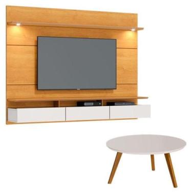 Imagem de Painel Suspenso Decore 1.8 Com Mesa De Centro Classic Redonda Nature O
