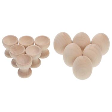 Imagem de Garneck 1 conjunto de copos de ovos cozidos de madeira para ovos cozidos DIY artesanato base de ebulição de páscoa suporte organizador de bancada de cozinha