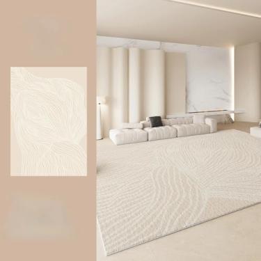 Imagem de Tapete macio de cabeceira estilo creme para sala de estar, área grande, decoração de quarto, carpete de pelúcia, grosso, lavável, tapete de estudo (80x160 cm/E)