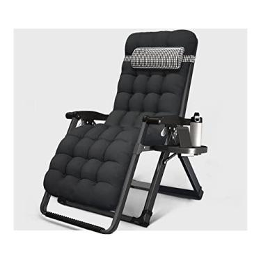 Imagem de ONDHGFBGB Cadeiras reclináveis de pátio cadeira dobrável para gramado com suporte de copo e travesseiro acampamento reclinável ao ar livre grande encosto ajustável moldura de aço