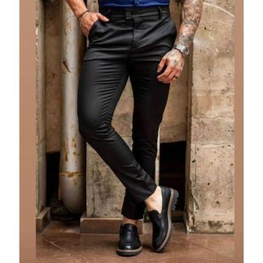Imagem de Calça Masculina Sport Fino Skinny Sarja  Premium Alfaiataria BOLSO EMB