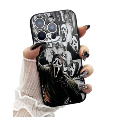 Imagem de Capa estampada de anime de filme de terror legal grito para iPhone 16e, design de estampa de esqueleto de esqueleto de esqueleto de Halloween macio TPU à prova de choque para mulheres, homens, meninos