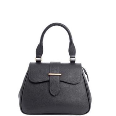 Imagem de Bolsa Tiracolo em Couro Legítimo Preta com Alça de mão Leopoldine-Feminino