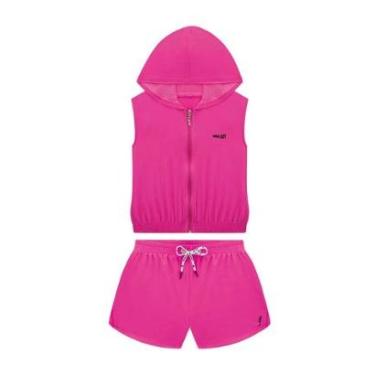 Imagem de Conjunto Infantil Menina Colete/Short Nylon Rosa Nina Go-Feminino