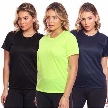 Imagem de Kit 3 Camisas Academia Esportiva Com Proteção Uv Feminina-Feminino