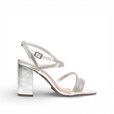 Imagem de Sandália Salto Bloco Metalizada - DORACI, Prata, 37