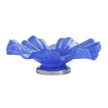 Imagem de Tigela de frutas ondulada luxuosa para prato de frutas, tigela de frutas de vidro, prato de frutas de grande capacidade, usado para decoração de centro de mesa grande, prato de frutas para jantar de