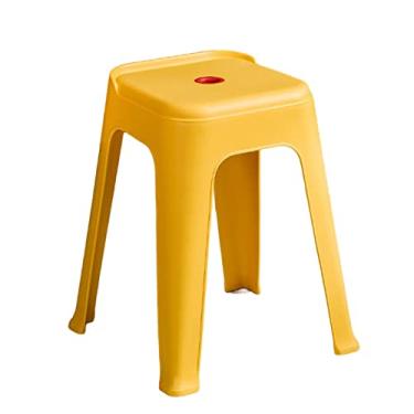 Imagem de Conjunto de bancos empilháveis, pacote com 4 banquetas quadradas para guidão e apoio para os pés - Cadeiras de jantar empilháveis portáteis de plástico para sala de estar em casa interna/externa