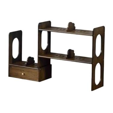 Imagem de Armário de arquivo extensível para mesa, prateleira organizadora de bambu com gavetas, para escritório, livros, suprimentos, acessórios, armazenamento, estante de exibição, suporte para impressora