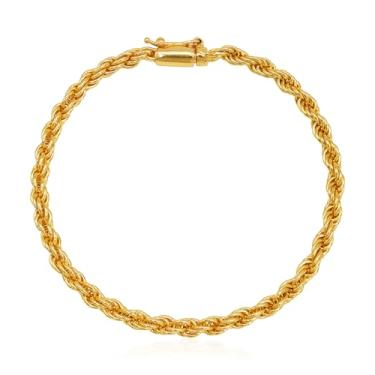 Imagem de Pulseira Masculina De Moeda Antiga Banhado A Ouro 18k - Elo Baiano 4mm (21CM)