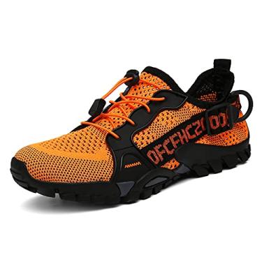 Imagem de TANGYUGEN Tênis aquático masculino feminino para caminhada ao ar livre secagem rápida praia aqua sapatos viagem trekking caminhada escalada tênis, Laranja, 38/39 BR