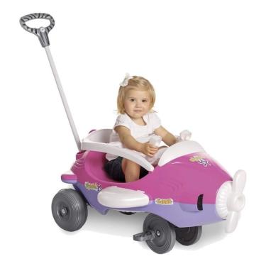 Imagem de Carrinho Avião de Passeio e Pedal Bebe Aeroh Rosa Calesita 1034