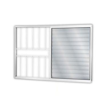 Imagem de Janela Veneziana Vitralfer - 120x100 3 Folhas - 1 Fixa C-grade Branca