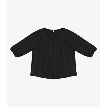 Imagem de Blusa Canelada Plus Infinita Cor Preto, Plus G2, Preto