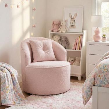 Imagem de Poltrona Orgânica Decorativa Confortável Amore Bouclê Rosê - Montanari`s Decor