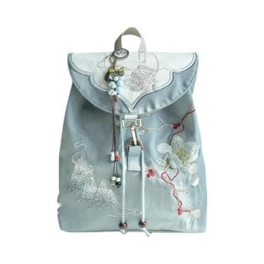 Imagem de Mochila De Lona Artesanal Estilo Chinês Retrô De 15 Polegadas Com Bord