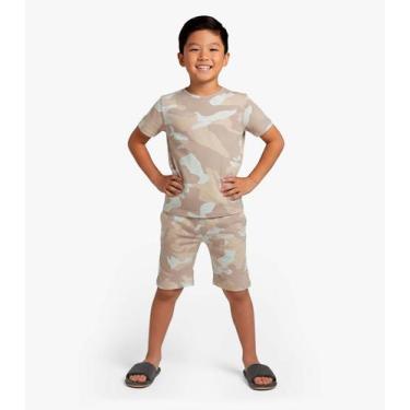 Imagem de Pijama Infantil Camiseta e Bermuda Select Bege, 4, Bege