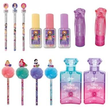 Imagem de Caneta Lapiseira Borracha Corretivo E Marca Texto Princesas - Tris