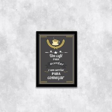 Imagem de Quadro Um Café Para Acordar E Um Sorriso 33X24 Moldura Preta