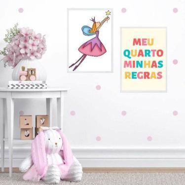 Imagem de Kit 2 Quadros Infantis Meu Quarto Minhas Regras 33X24Cm