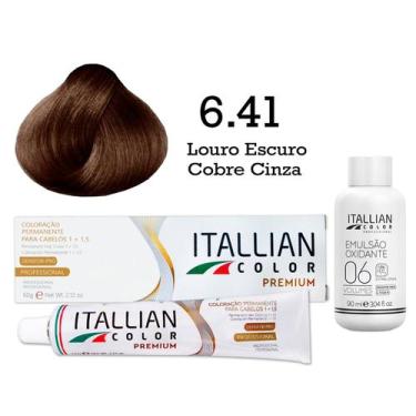 Imagem de Coloração 6.41 Louro Escuro Cobre Cinza Oxi 06 Volumes 90ml  Itallian 