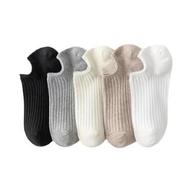 Imagem de Meias Soquete Unissex Respiráveis Invisíveis Pretas Lisas De Cano Baix