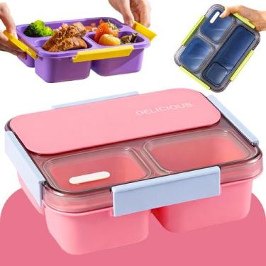 Imagem de Marmita Lancheira Escolar Infantil Com 3 Divisórias E Colher 980ml Lin