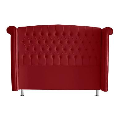 Imagem de Cabeceira para Cama Box Toquio Casal 140 cm Suede Capitonê 133x140x26 cm Vermelho Do La...