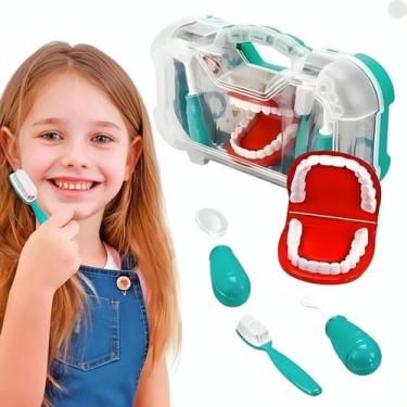 Imagem de Maleta de Brinquedo Kit Dentista Médio com 4 Peças Paki Toys, Verde