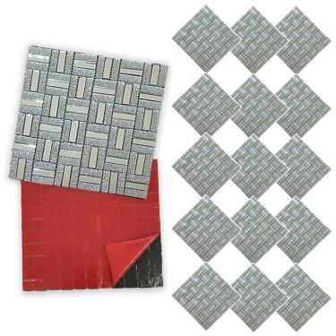 Imagem de Pastilha De Vidro Kit 15 Uni Adesiva Parede Sala Cozinha Banheiro Decorativa Facil Aplicacao Moderna Requintado Reforma