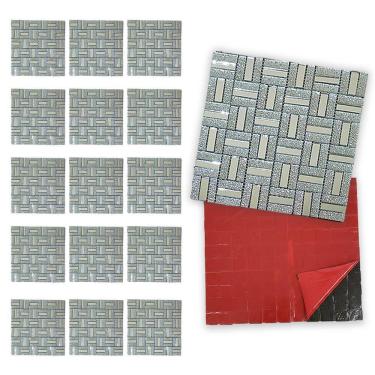 Imagem de Pastilha De Vidro Kit 15 Uni Adesiva Parede Sala Cozinha Banheiro Facil Aplicacao Decorativa Requintado Reforma Moderna