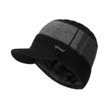 Imagem de Gorro Unissex Quente De Inverno Com Forro De Pele, Gorro De Malha Gros