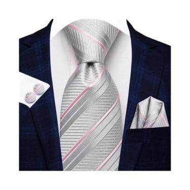 Imagem de Conjunto De Gravata, Abotoaduras E Lenço De Bolso Masculino Para Casam