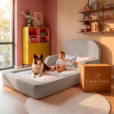 Imagem de Cama Montessoriana Infantil Solteiro - Com colchão - Little Duck (Cinza)