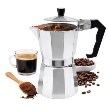 Imagem de Cafeteira Italiana de Alumínio com Alça Moka para 6 e 9 Xícaras de Café Expresso Prata (600ml) Casa Buritis