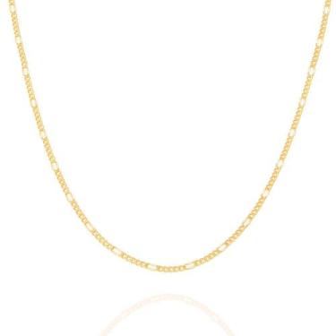 Imagem de Corrente Rommanel Fio Alternado Batido Fol Ouro 50 Cm 530071 Cor:Doura