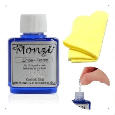 Imagem de Kit Limpa Prata Monzi 35ml + 1 Flanela Mágica, Unica, Limpa Jóias, UN