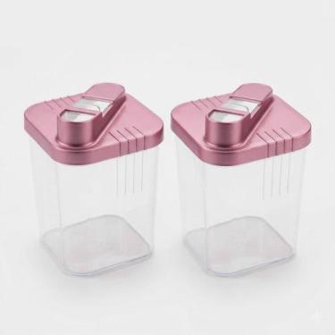 Imagem de Kit 2 Açucareiro Cristal Tampa cor Preta Branca ou Bege cor:Rosé - Mon