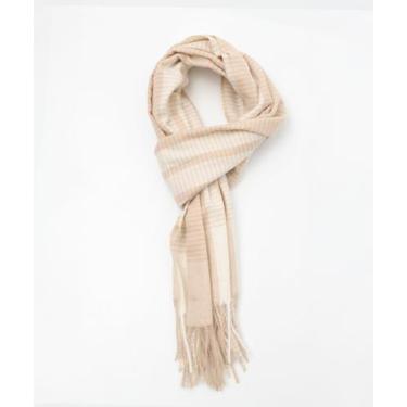 Imagem de Cachecol Feminino Tricô Xadrez Marisa Bege, UN, Off white