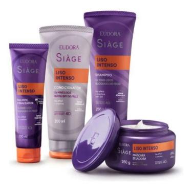 Imagem de Kit Siàge Liso Intenso Eudora Shampoo+ Condicionador+ Máscara + Leave.