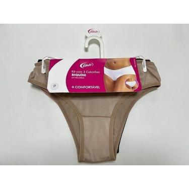 Imagem de Kit Com 3 Calcinhas Biquíni Em Microfibra Bege,Rosa, Preto Esbelt Tama