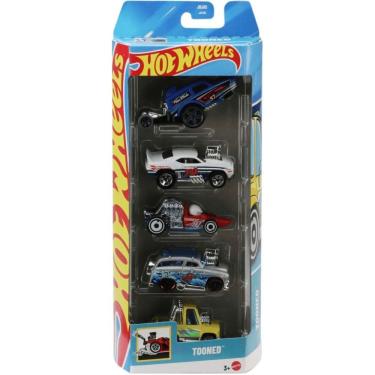 Imagem de Carrinhos de Brinquedo Hot Wheels Tooned JBJ85 Pack com 5 Miniaturas 1:64 Coloridas para Brincar e Colecionar Mattel