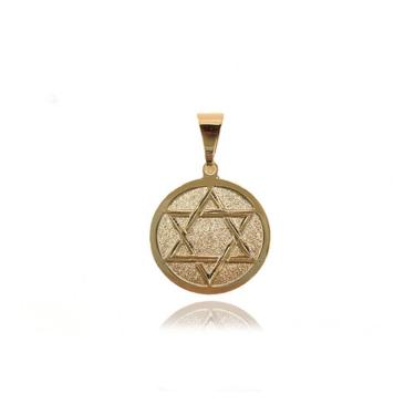 Imagem de Pingente Estrela de Davi Judaico Banhado em Ouro 18k 2cm X 2cm Dourado Unissex Higipack