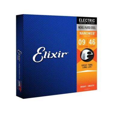 Imagem de Encordoamento Para Guitarra .009 Nanoweb Elixir Custom Light
